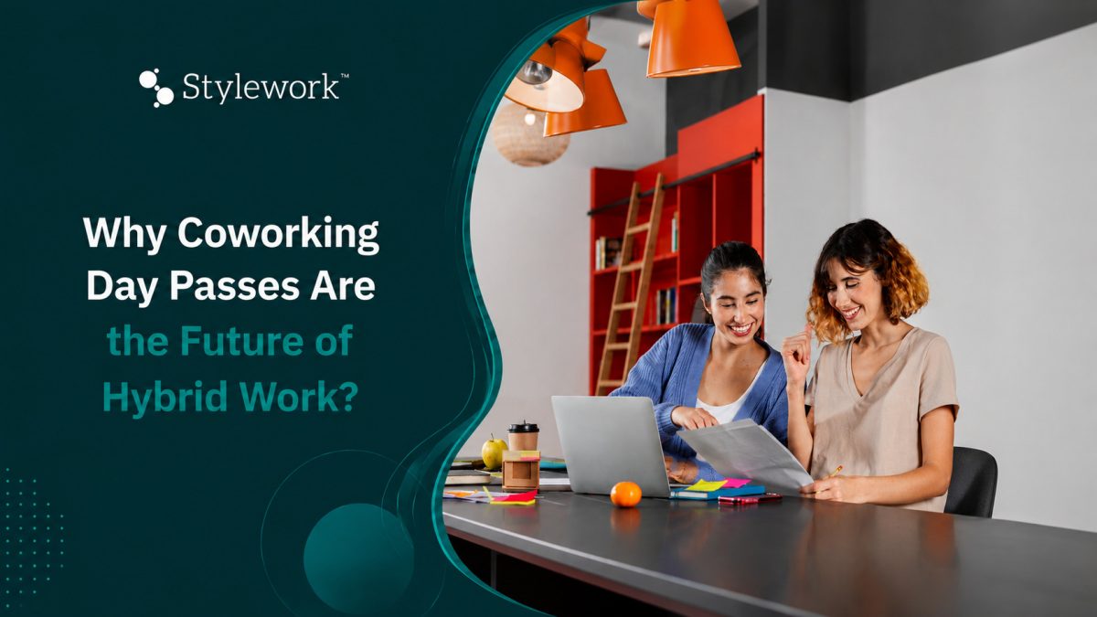 modern coworking workspace, highlighting the role of coworking day passes in hybrid work